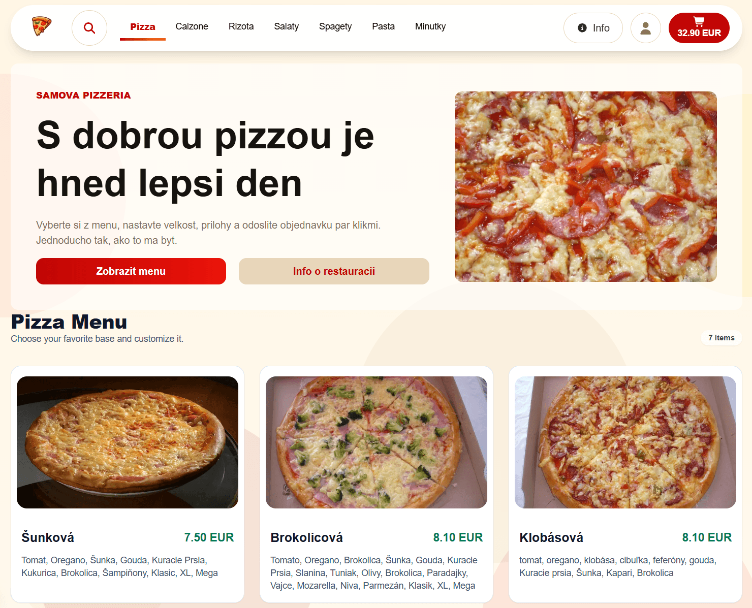 SamovaPizza online ordering storefront